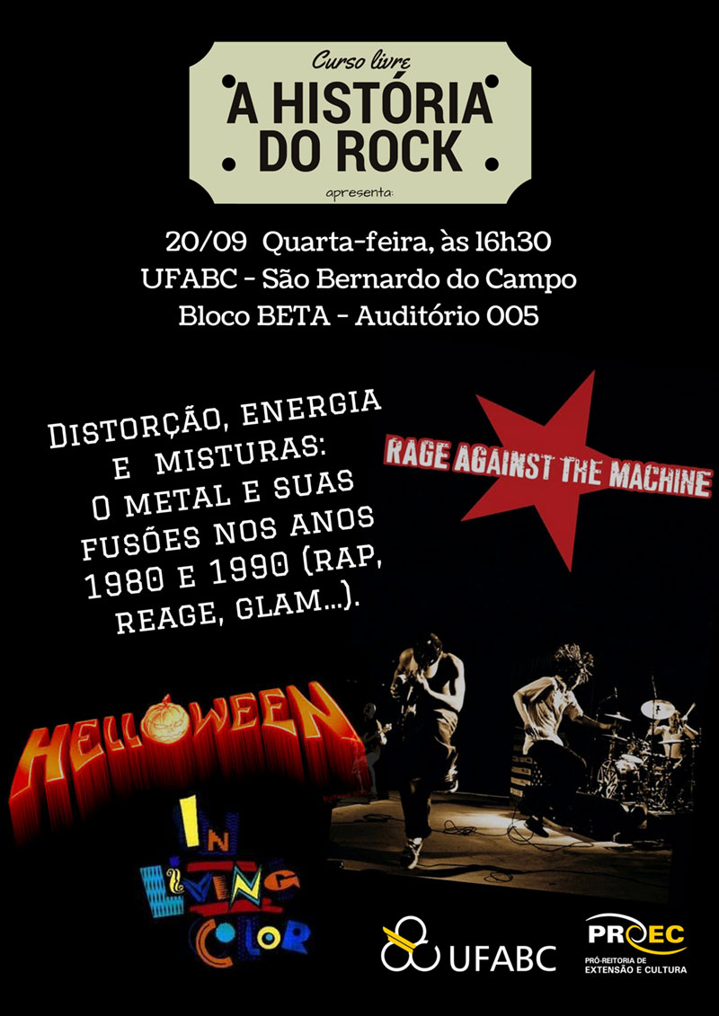 cartaz distorcao energia e misturas o metal e suas fusoes curso historia rock ufabc