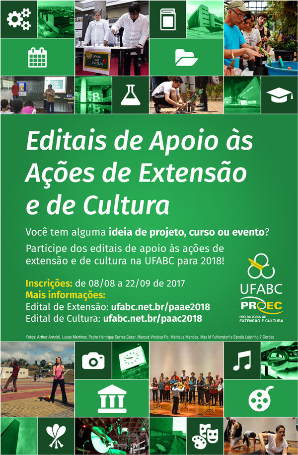 Apresentação de propostas de ações de extensão e de cultura para 2018 (Editais PAAE e PAAC)