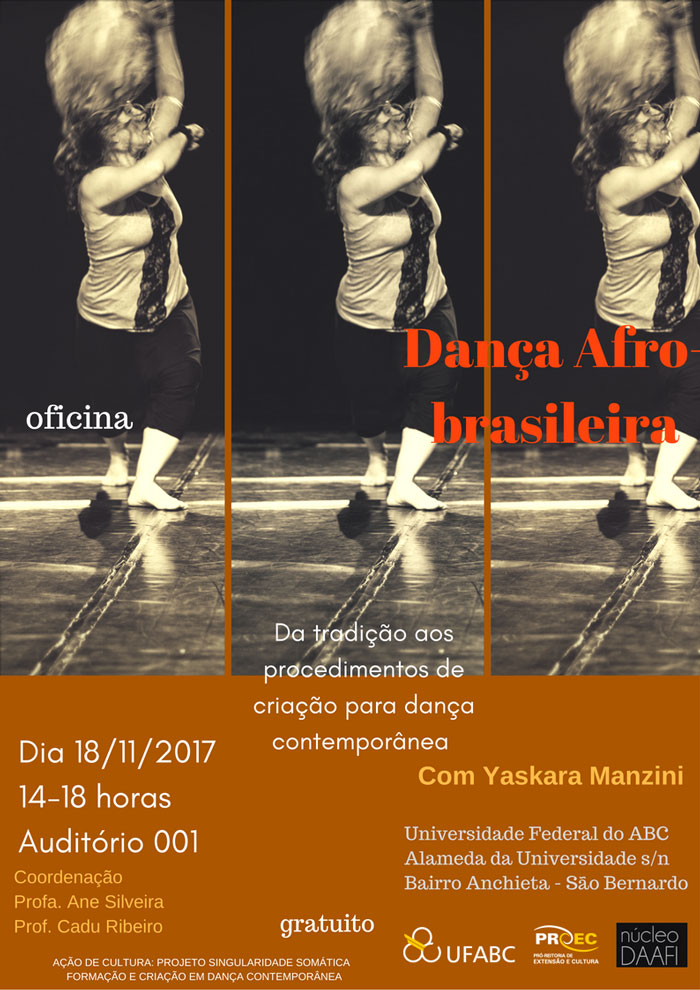 cartaz oficina Danca Afro brasileiraDa tradição aos procedimentos de criação para danca contemporanea