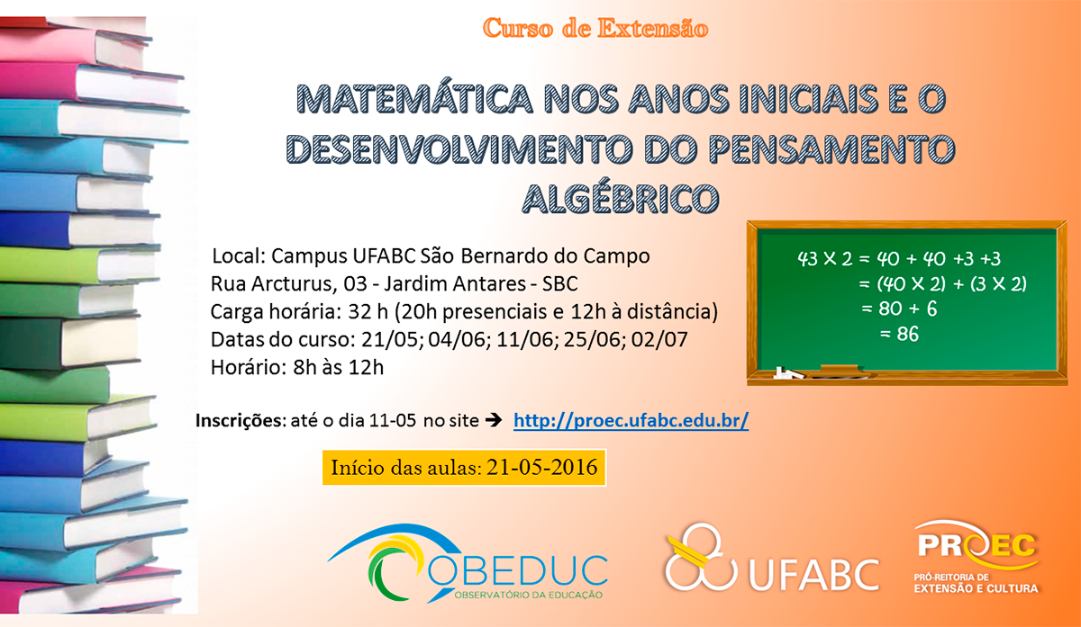Folder Curso de Extensão Matemática nos Anos Iniciais e o Desenvolvimento do Pensamento Algébrico