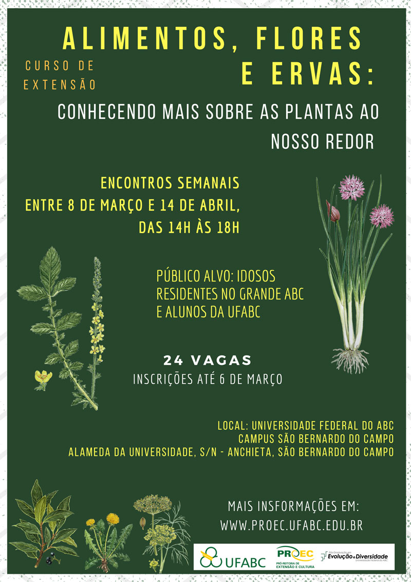 cartaz curso alimentos flores e ervas ufabc