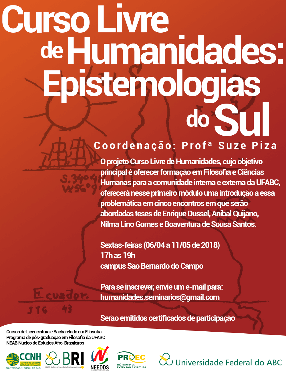 cartaz curso livre humanidades epistemologias do sul 2018 ufabc