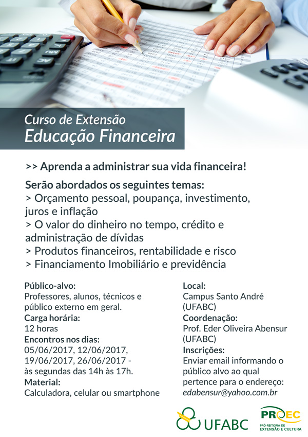 Cartaz Curso de Extensão em Educação Financeira UFABC