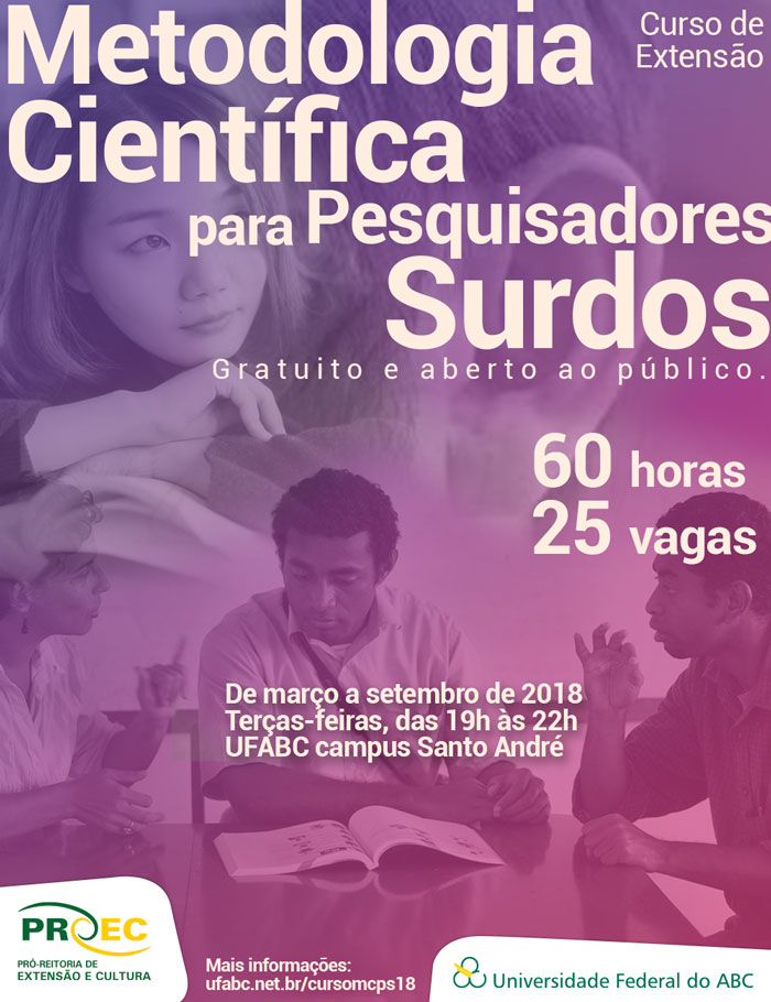 cartaz curso metodologia cientifica para pesquisadores surdos ufabc 2018