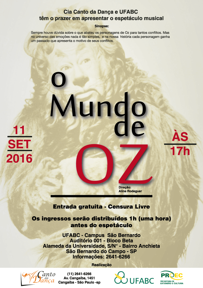 Cartaz Musical O Mundo de OZ na UFABC