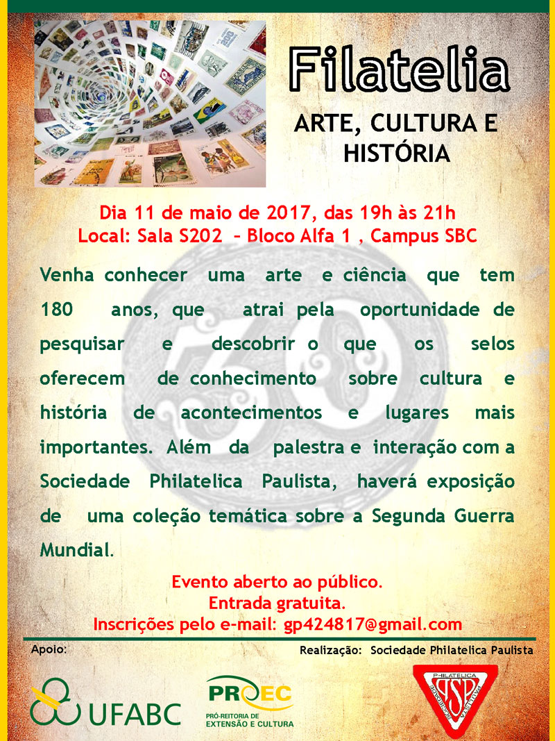 cartaz evento filatelia arte cultura e historia