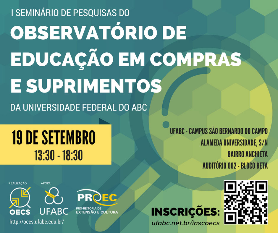 cartaz I seminario pesquisas observatorio educacao compras suprimentos da ufabc