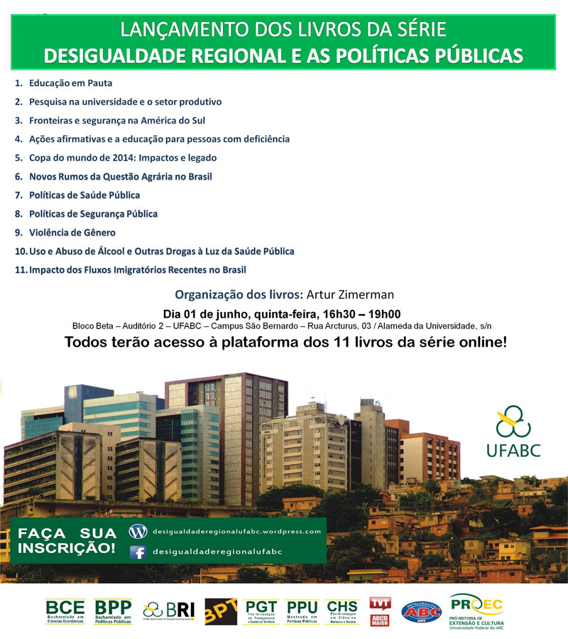 cartaz lancamento dos livros da serie desigualdades regionais e politicas publicas