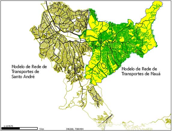 igura 1: Sistema de vias microsimuladas nos municípios de Santo André e Mauá